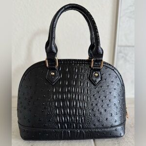 Textured Dome Satchel Embossed Top Handle Purse Shoulder Bag W/ Crossbody Strap